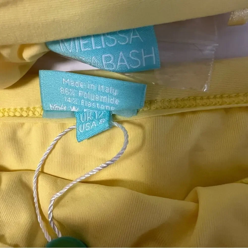New Melissa Odabash India  Ruffle Bikini Set Bandeau Top Yellow Sz 8